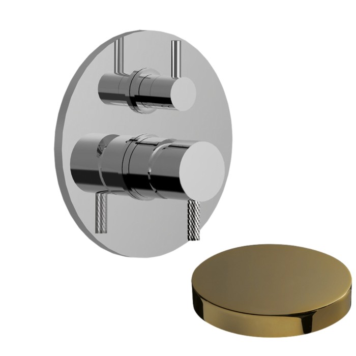 Внешняя часть смесителя для душа встраиваемого с дивертером-рычагом, на 2 режима, Giulini My future deluxe, золото арт. 5964-2DEPO