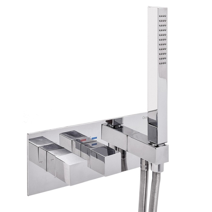 Встраиваемый термостатический смеситель, интегрированный душевой комплект + 2 дополнительных выхода воды, встраиваемый бокс, Giulini Pablolux, Хром арт. 8273