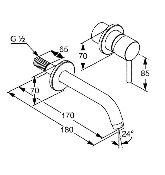 Однорычажный смеситель для раковины, внешняя монтажная часть, излив 170 мм, bozz Kludi, хром - 382440576