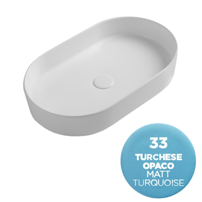 Накладная раковина, 60x36xh12 см, Olympia ceramica Smash, голубой матовый арт. SMA42SO6033