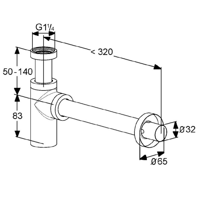 Сифон для раковины Kludi черный матовый арт.1002039-00