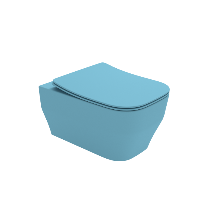 Унитаз подвесной, безободковый, с креплениями, Olympia ceramica Synthesis eco, матовый голубой арт. SYN1202R33