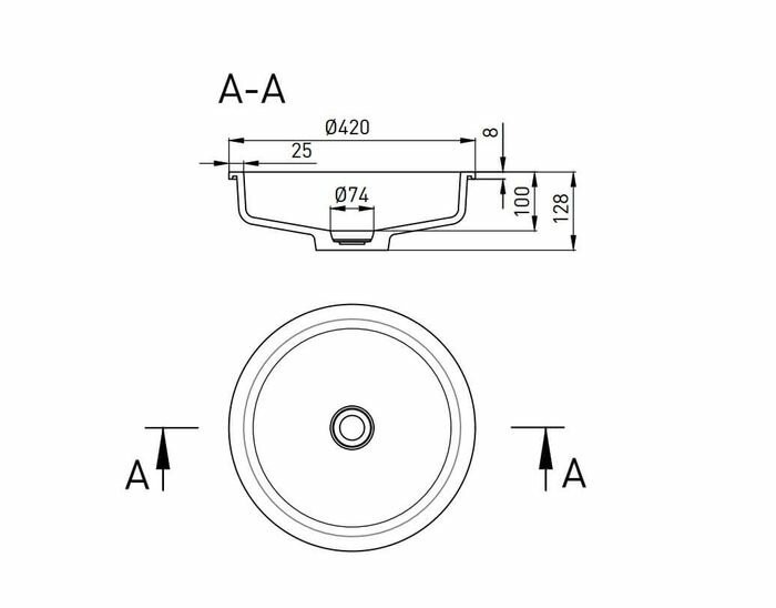 Раковина 42x42, матовая, Salini MAREA арт. 1802204M
