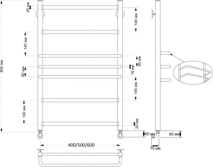 Полотенцесушитель водяной латунный 40x80 Триест (бронза) Secado арт. 4603777460679