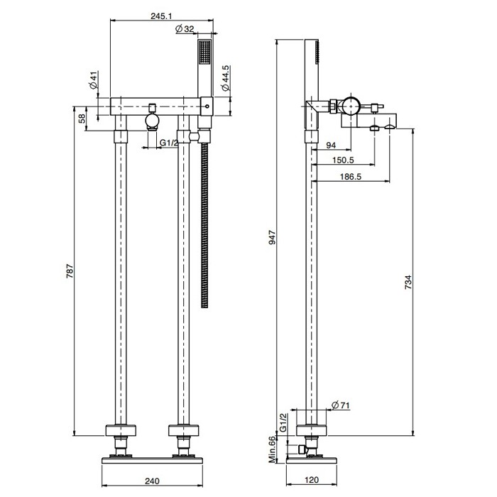 Fima Carlo Frattini Spillo-up, Смеситель для ванны напольного, Spillo Up, F3034/4CR цвет: хром