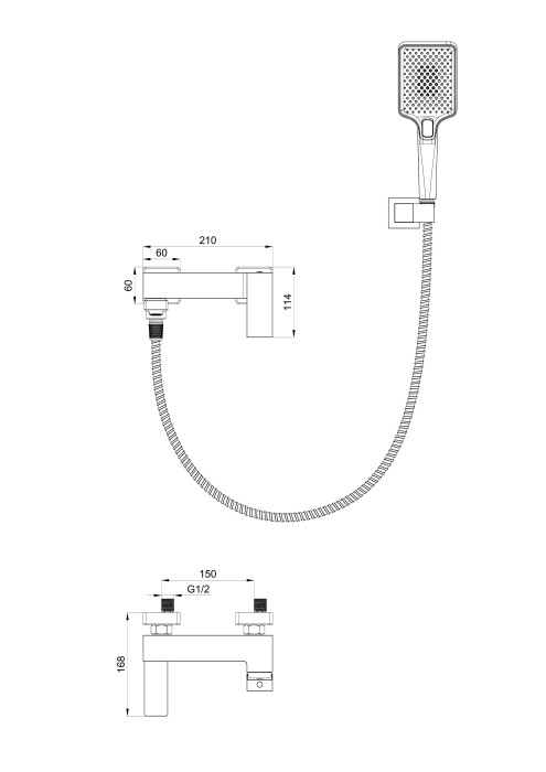 Смеситель для ванны с душем, Wonzon & Woghand Cube, WW-88639016-BG цвет: золото