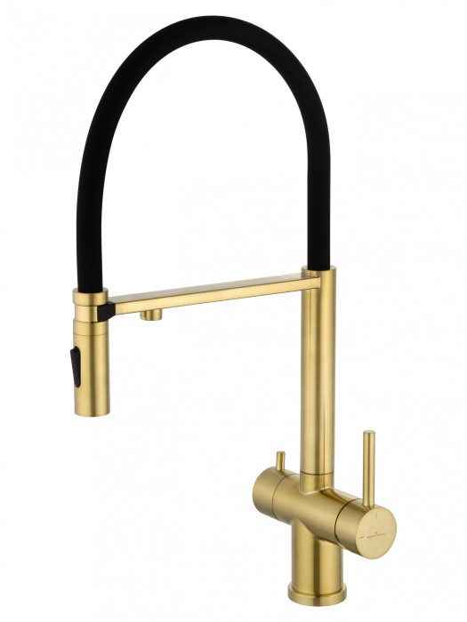 Смеситель для кухни с гибким изливом и подключением фильтра, Wonzon &amp; Woghand, WW-88458009-BG цвет: золото