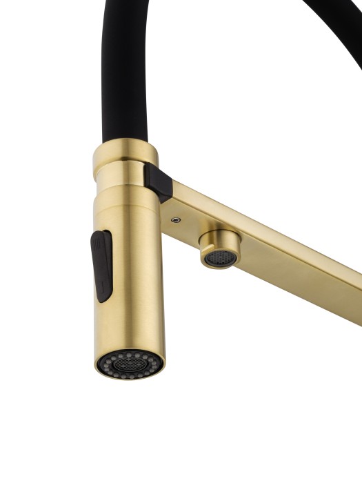 Смеситель для кухни с гибким изливом и подключением фильтра, Wonzon & Woghand, WW-88458009-BG цвет: золото