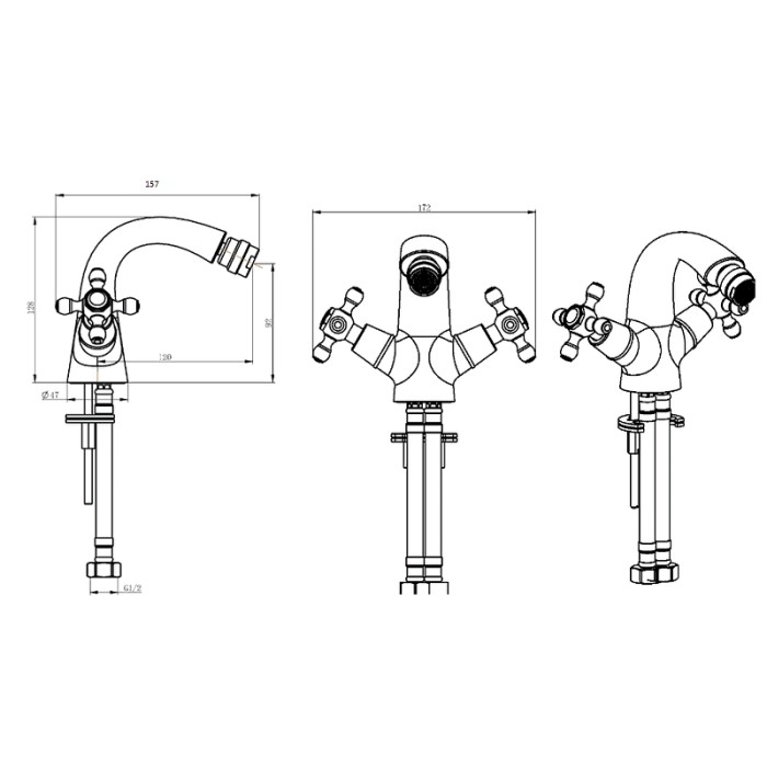 Смеситель для биде black, bronze, Boheme Royal cristal - 316-Royal/CRST black