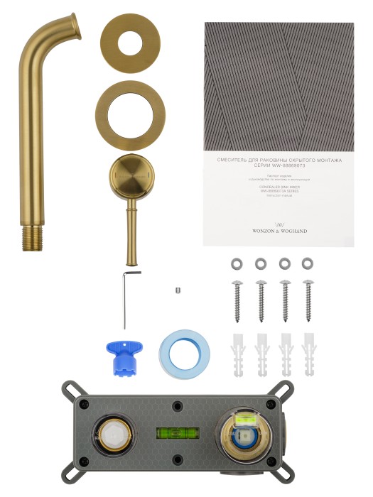 Смеситель для раковины встраиваемый, Wonzon & Woghand Tor, WW-88869073-BG цвет: золото