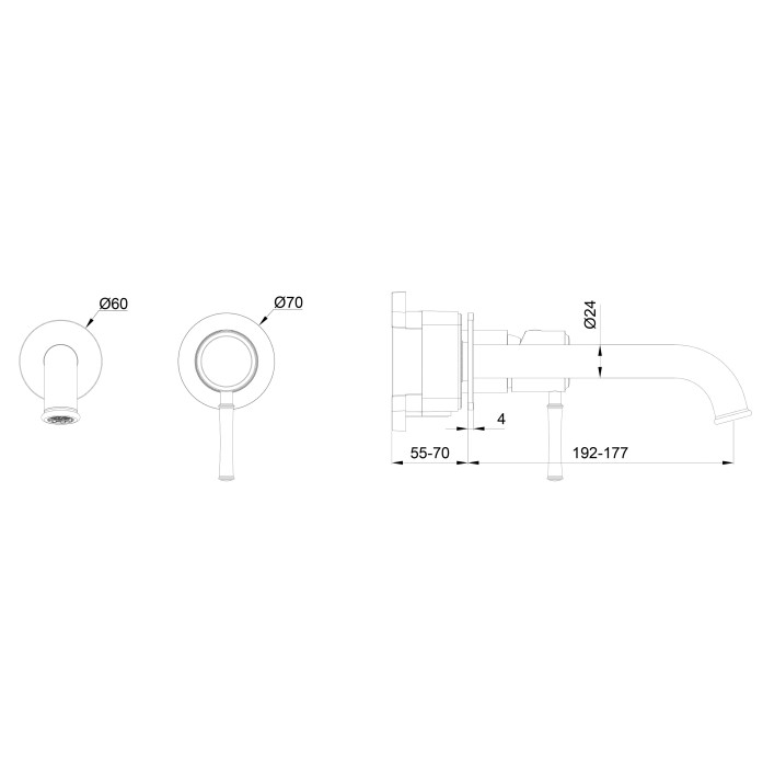 Смеситель для раковины встраиваемый, Wonzon & Woghand Tor, WW-88869073-BG цвет: золото