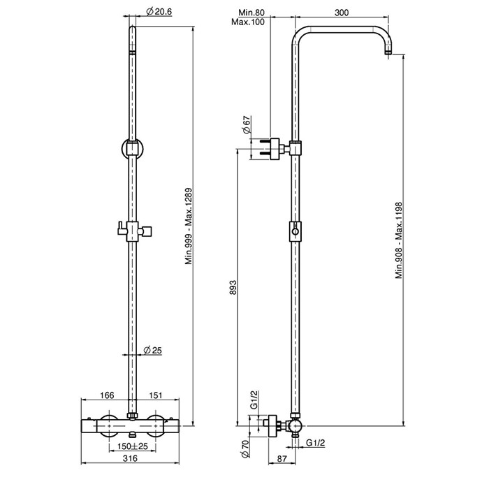 Fima Carlo Frattini Душевая стойка: смеситель для душа, настенный, с душевой стойкой, Wellness, F3255SCS цвет: чёрный