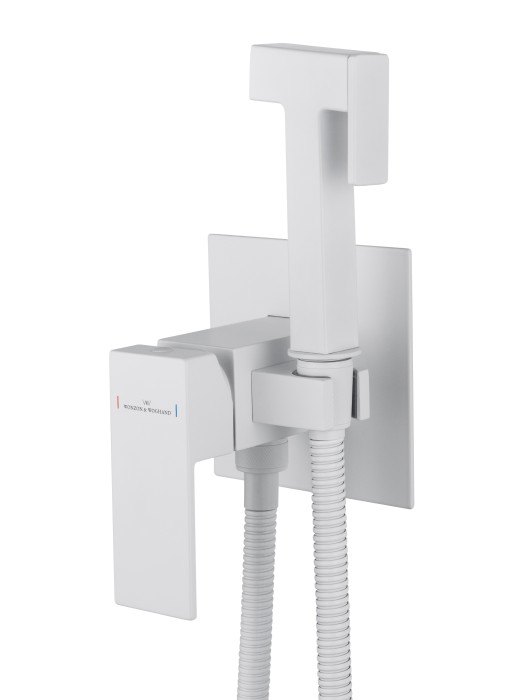 Смеситель с гигиеническим душем встраиваемый, Wonzon & Woghand Cube, WW-88829016-MW цвет: белый