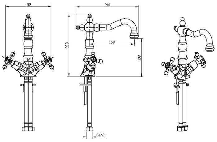 Смеситель для раковины, хром, Сamelia Boheme 272-Camelia