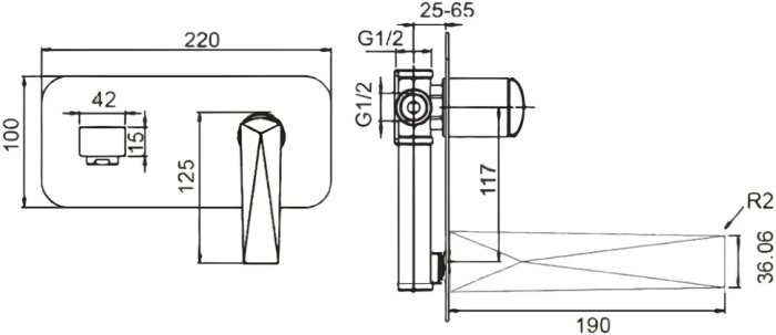 Смеситель для раковины, черный, Venturo Boheme 385-B