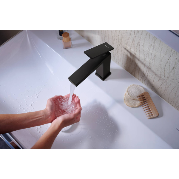 Смеситель для раковины CoolStart, EcoSmart+, Hansgrohe Tecturis E, чёрный арт. 73012670