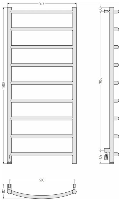 Сунержа Электрический полотенцесушитель 1000x300, Галант 4.0, 30-0830-1250 цвет: матовый белый