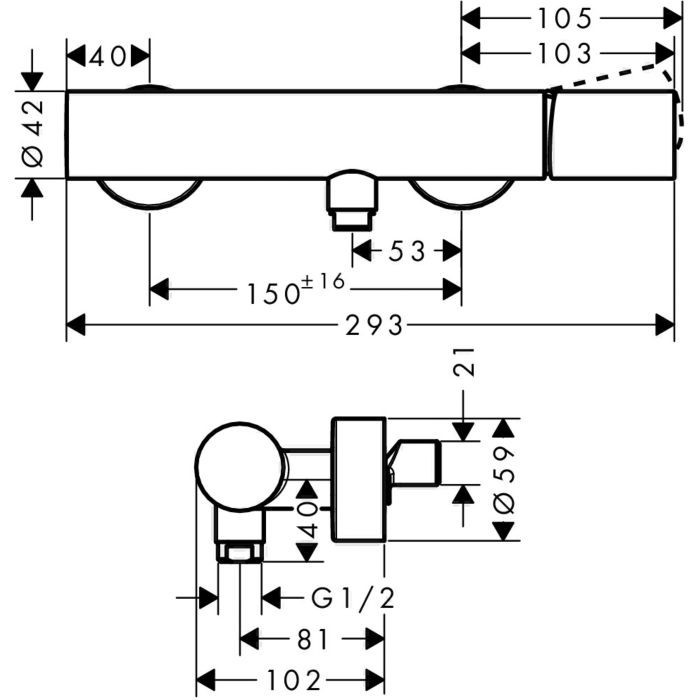 Смеситель для душа Uno Axor, шлифованный черный хром арт. 45600340