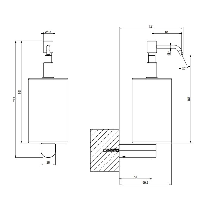 Дозатор для жидкого мыла настенный, Gessi Rilievo, black xl арт. 59514#299