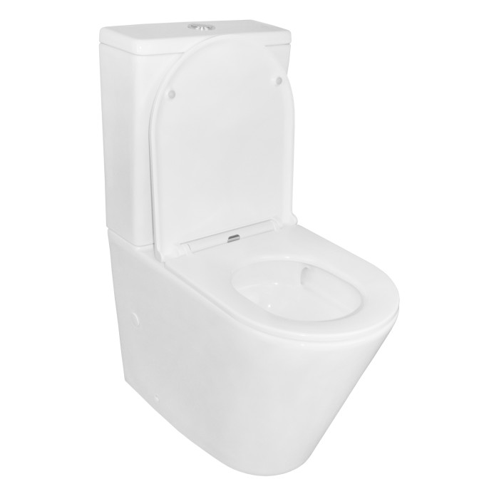 Унитаз-компакт 380х605х825 напольный, безободковый, слив "торнадо", в комплекте с бачком и быстросъемным сиденьем микролифт, Azario Vetro арт. AZ-2149- UQ