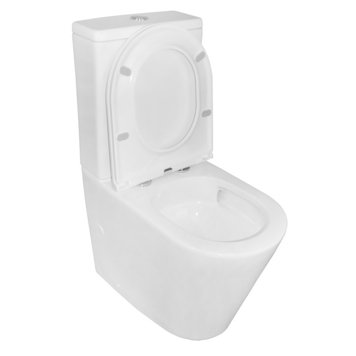 Унитаз-компакт 380х605х825 напольный, безободковый, слив "торнадо", в комплекте с бачком и быстросъемным сиденьем микролифт, Azario Vetro арт. AZ-2149- UQ