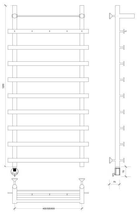 Полотенцесушитель электрический 120x50 Понтида 1 КСП Secado арт. 4673739239926