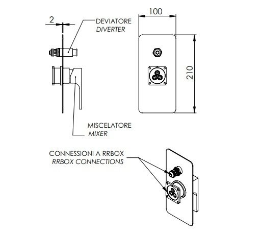 Смеситель для душа бронза глянцевый, Remer Absolute, скрытого монтажа AU09KBVO