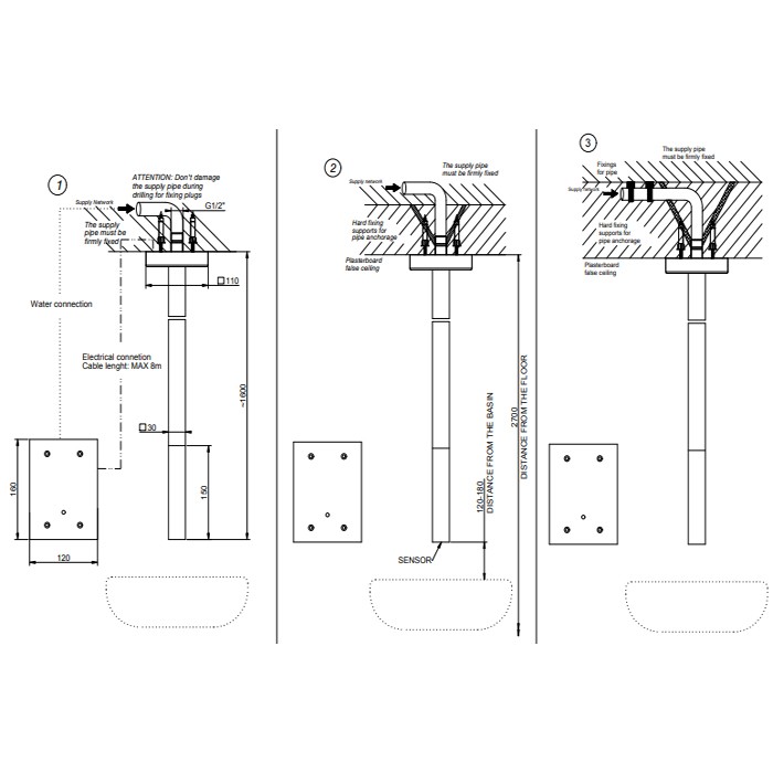 Смеситель для раковины, потолочный, электронный, с кран-фильтром для регулировки температуры и напора воды, Gessi Rettangolo, хром арт. 20024#031