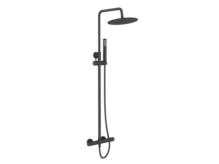 Душевая стойка BelBagno, матовый черный матовый, UNO, однорычажный арт. UNO-DOCM-NERO