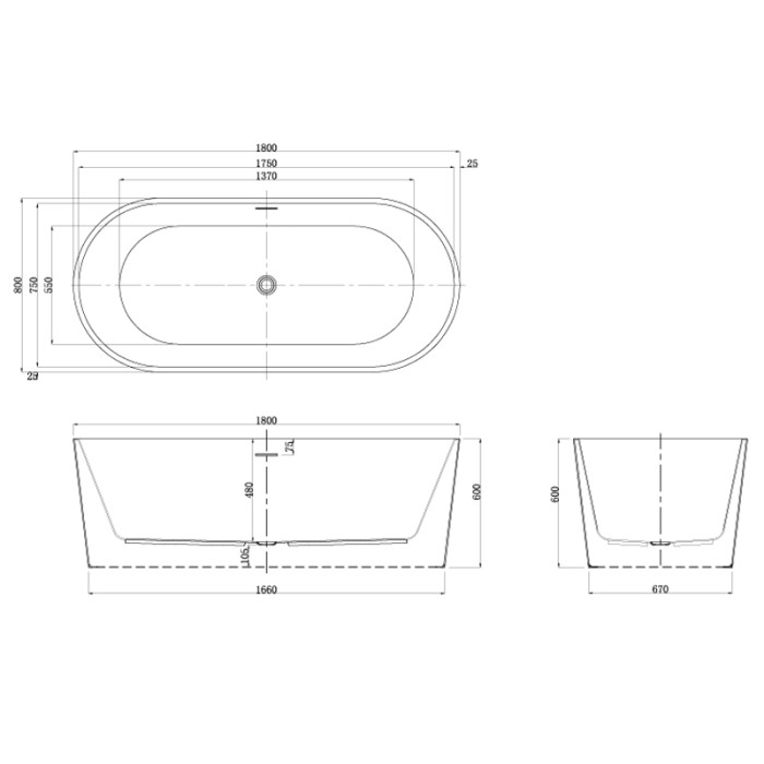Акриловая ванна 1800х800х600, свободностоящая, Azario Bristol арт. BRI18080