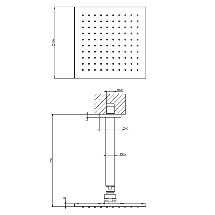 Верхний душ, потолочная, поворотная с шарниром, с защитой от известкового налёта, Gessi Emporio shower, хром арт. 47374#031