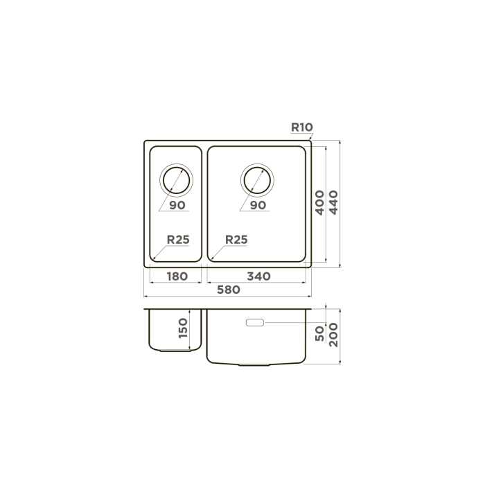 Кухонная мойка Omoikiri Tadzava 58-2-U, цвет I-R-IN нерж. сталь, цвет нержавеющая сталь арт. 4993773