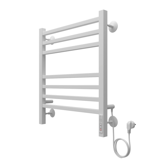 Полотенцесушитель электрический 500/600 квадрат, 7 секций, диммер справа, белый, Ancona Azario - AZ71856W