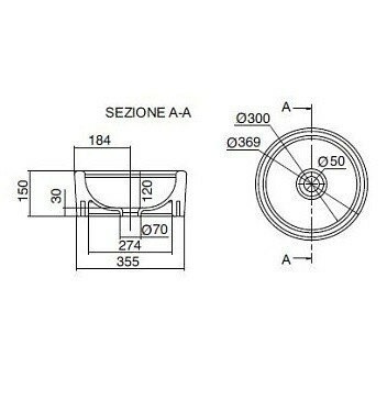 Раковина накладная, без перелива, без отверстий, цвет белый, Scarabeo Giove - 8034