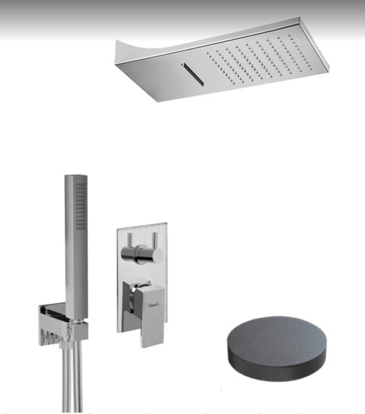 Внешняя часть встроенного однорычажного душевого набораe с поворотным переключателем, настенная душевая насадка с функцией дождя, Giulini Pablolux, графит арт. 9871QEPGF