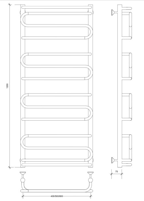 Полотенцесушитель водяной 120x60 Валенсия 2 (хром) Secado арт. 4603777446215