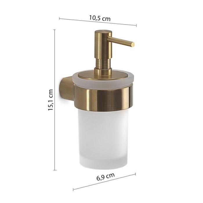 Настенный стеклянный дозатор с пластиковой помпой Pirenei Gedy, PI81(88) цвет: золото