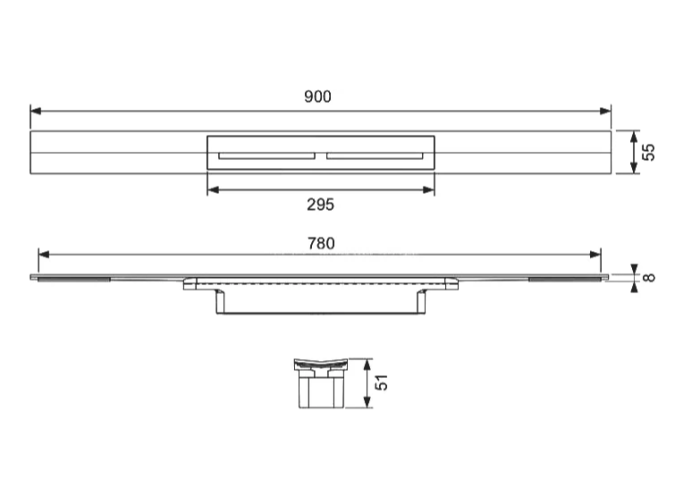 Душевой трап (лоток) TECE Drainprofile 90см, сатин черный хром