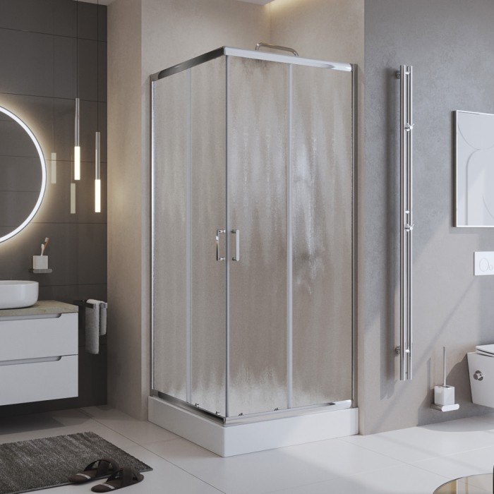 Душевой уголок 90x195 BelBagno, глянцевый хром, Uno-195 арт. UNO-195-A-2-90-CH-CR