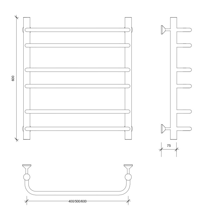 Полотенцесушитель водяной 60x50 Мерида 2 (хром) Secado арт. 4603759406022