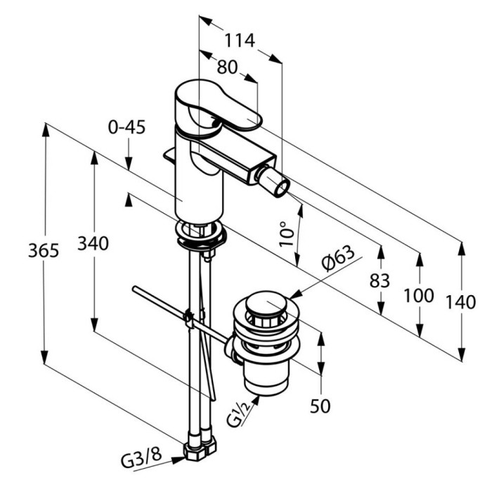 Однорычажный смеситель на биде, objekta Kludi, хром - 324160575