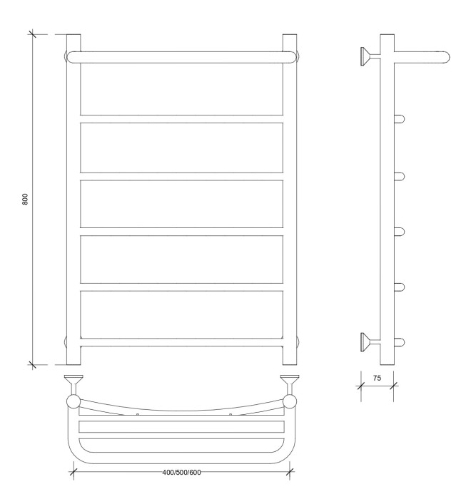Полотенцесушитель водяной 80x60 Милан 1 СП (хром) Secado арт. 4603777444730
