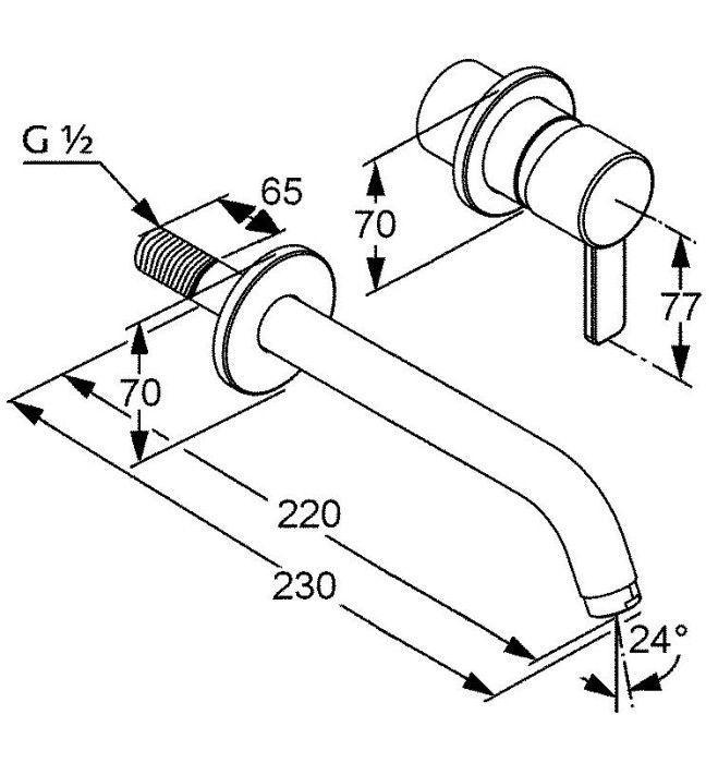 Однорычажный смеситель для раковины, внешняя монтажная часть, излив 220 мм, zenta Kludi, хром - 382450575