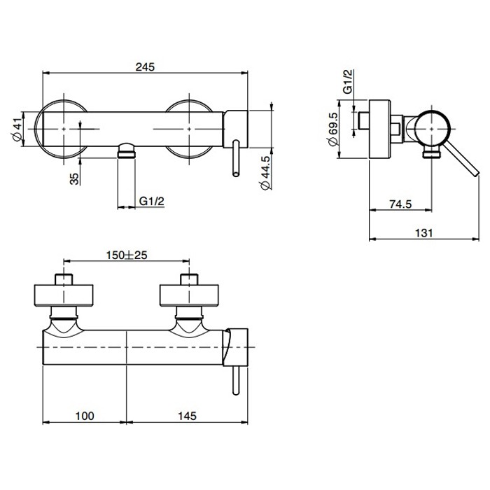 Fima Carlo Frattini Смеситель для душа, настенный, Spillo Up, F3035/1NS цвет: черный