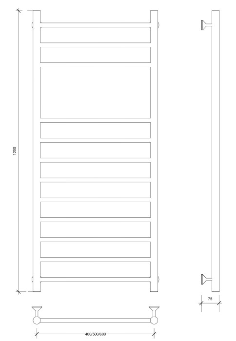 Полотенцесушитель водяной 120x60 Триада 5 (хром) Secado арт. 4603777443979