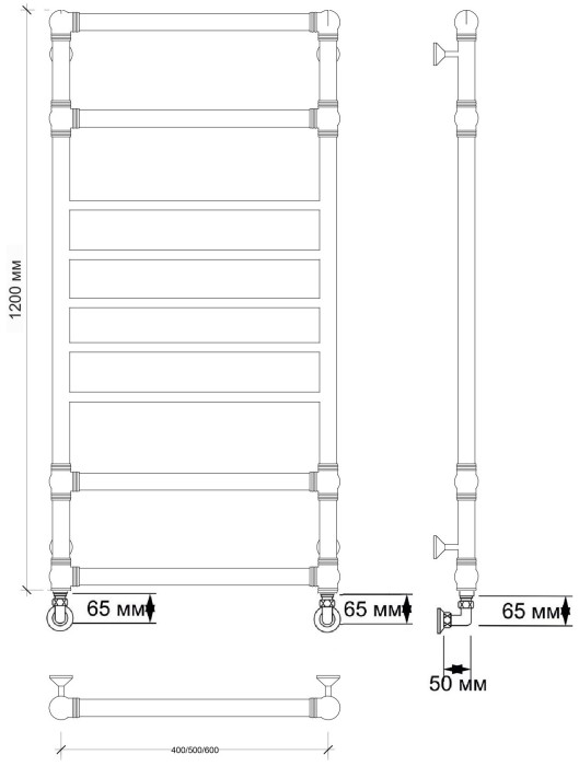 Полотенцесушитель водяной латунный 40x120 Бароло (бронза) Secado арт. 4603777470739
