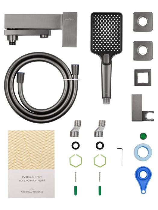 Смеситель для ванны с душем, Wonzon & Woghand Cube, WW-88639016-BGM цвет: графит