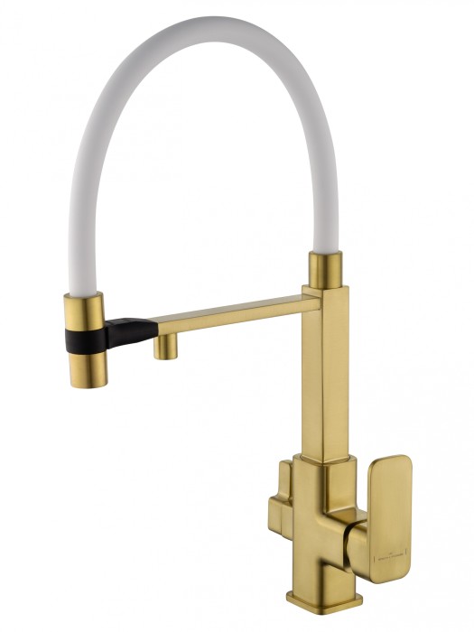 Смеситель для кухни с гибким изливом и подключением фильтра, Wonzon &amp; Woghand, WW-88458012-BG (MW) цвет: золото