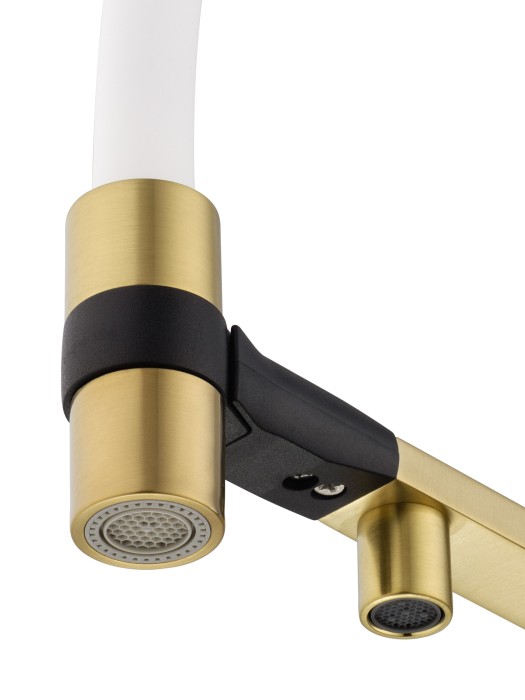 Смеситель для кухни с гибким изливом и подключением фильтра, Wonzon & Woghand, WW-88458012-BG (MW) цвет: золото