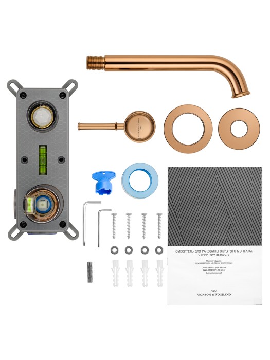 Смеситель для раковины встраиваемый, Wonzon & Woghand Tor, WW-88869073-RG цвет: розовое золото